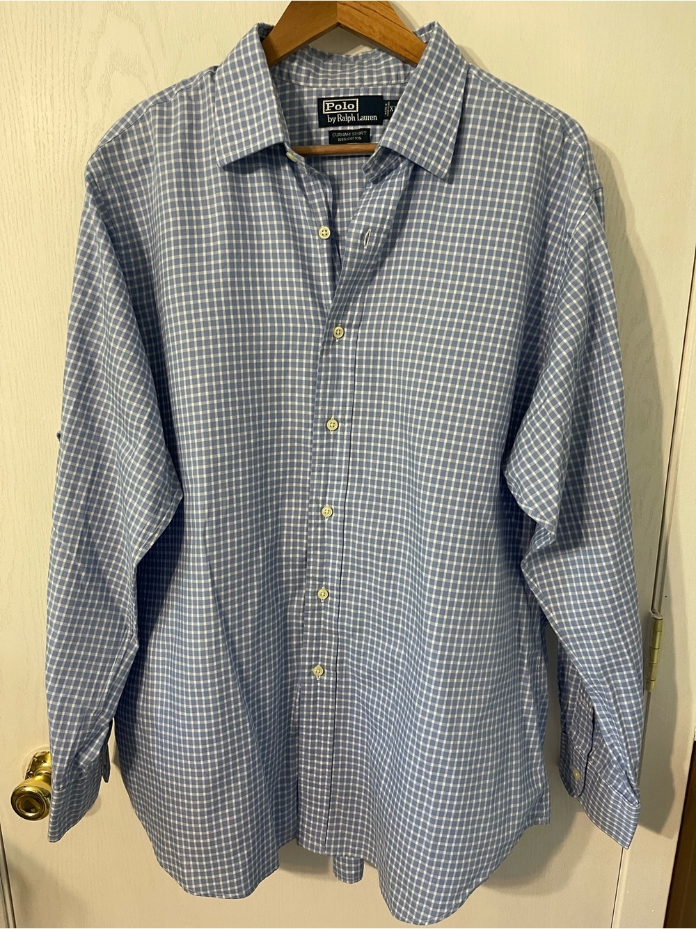 Ralph Lauren Light Blue and White Check Dress Shirt